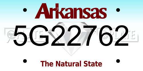 5G22762 Arkansas License Plate