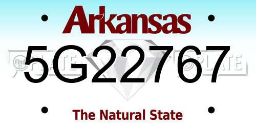 5G22767 Arkansas License Plate