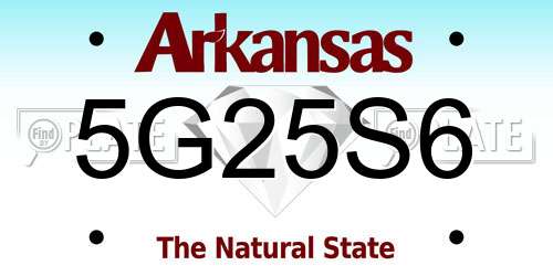 5G25S6 Arkansas License Plate