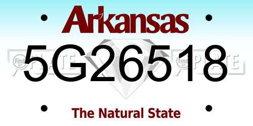 5G26518 Arkansas License Plate