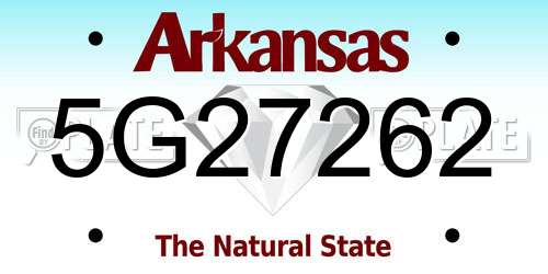 5G27262 Arkansas License Plate