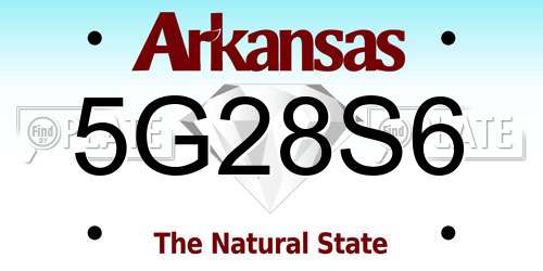5G28S6 Arkansas License Plate
