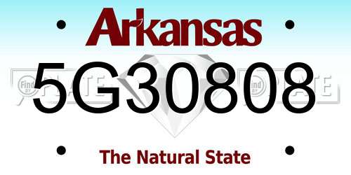 5G30808 Arkansas License Plate