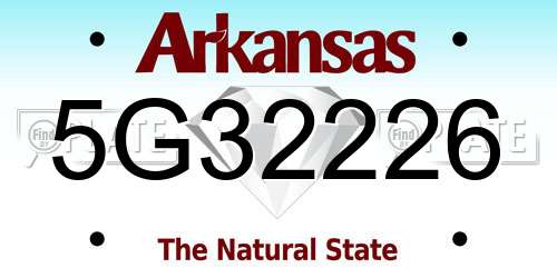 5G32226 Arkansas License Plate