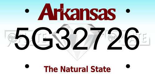 5G32726 Arkansas License Plate