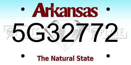 5G32772 Arkansas License Plate