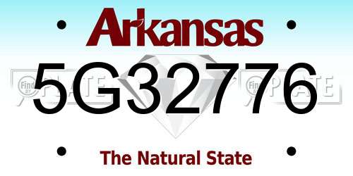 5G32776 Arkansas License Plate