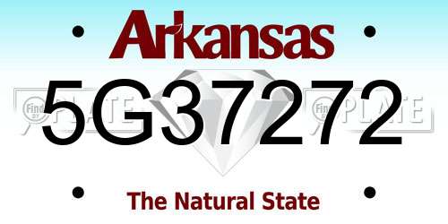 5G37272 Arkansas License Plate