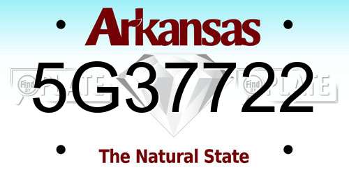 5G37722 Arkansas License Plate