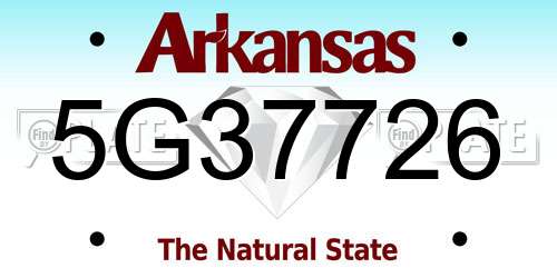 5G37726 Arkansas License Plate
