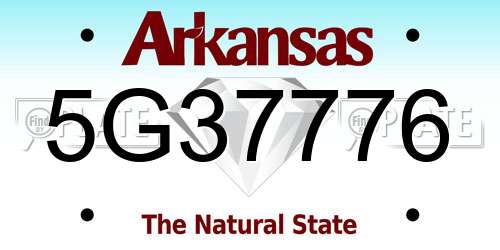 5G37776 Arkansas License Plate