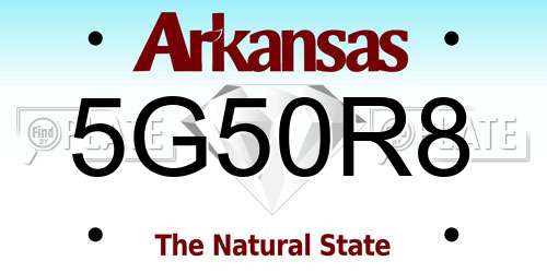 5G50R8 Arkansas License Plate