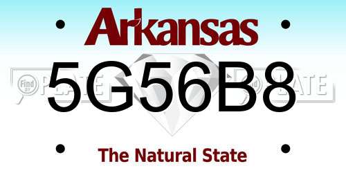 5G56B8 Arkansas License Plate