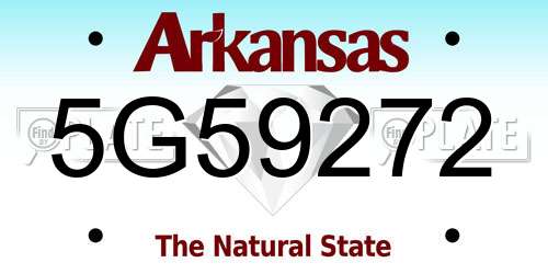 5G59272 Arkansas License Plate