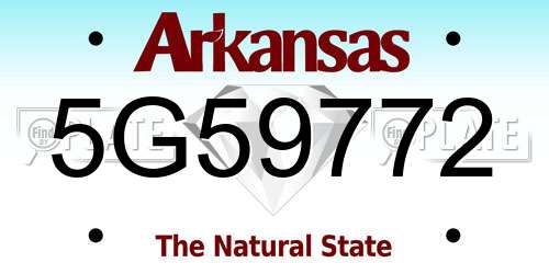 5G59772 Arkansas License Plate