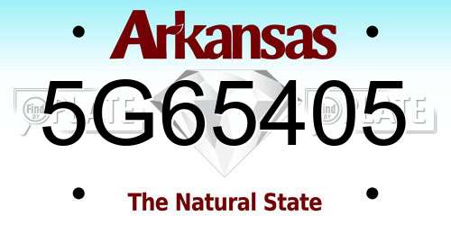 5G65405 Arkansas License Plate