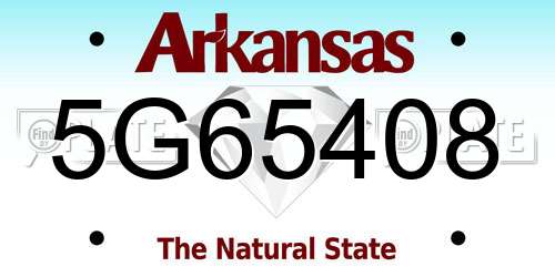 5G65408 Arkansas License Plate