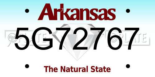 5G72767 Arkansas License Plate