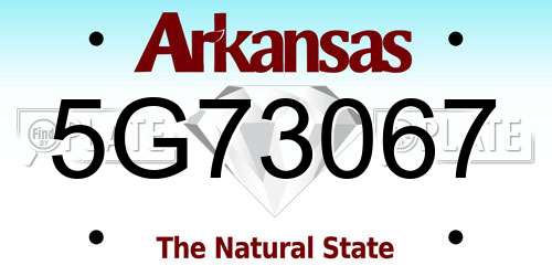 5G73067 Arkansas License Plate