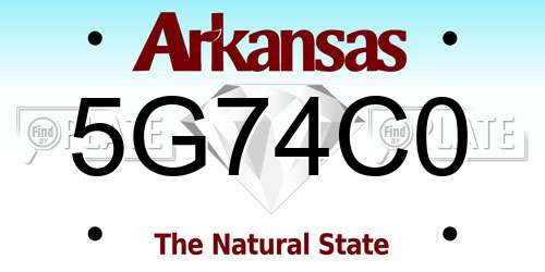 5G74C0 Arkansas License Plate