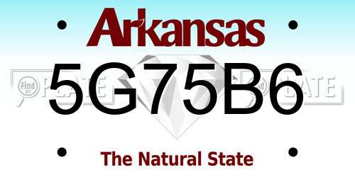 5G75B6 Arkansas License Plate