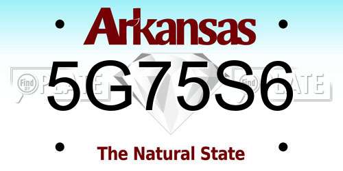 5G75S6 Arkansas License Plate