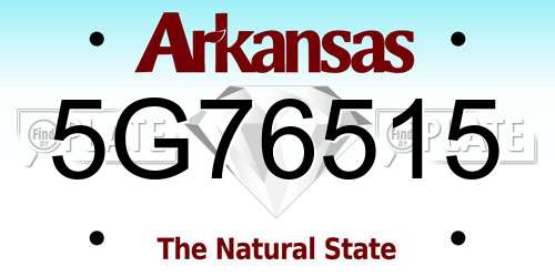 5G76515 Arkansas License Plate