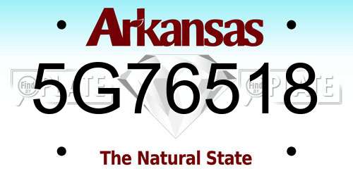 5G76518 Arkansas License Plate