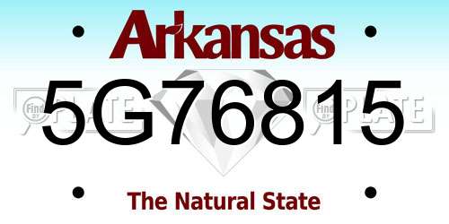 5G76815 Arkansas License Plate
