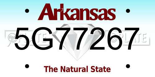 5G77267 Arkansas License Plate