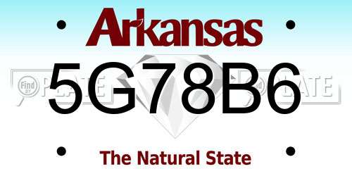 5G78B6 Arkansas License Plate