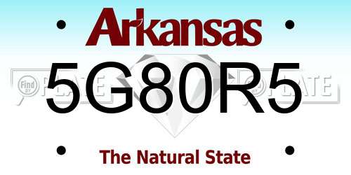 5G80R5 Arkansas License Plate