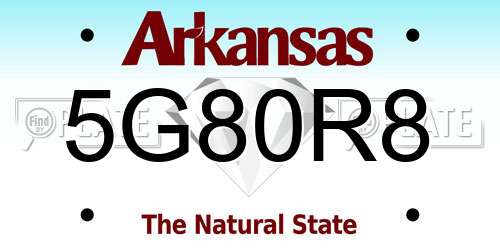 5G80R8 Arkansas License Plate