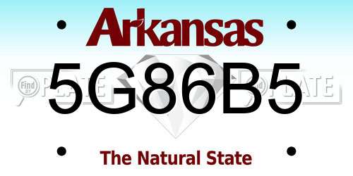 5G86B5 Arkansas License Plate