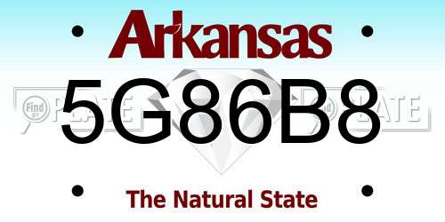 5G86B8 Arkansas License Plate
