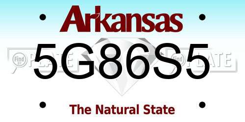 5G86S5 Arkansas License Plate