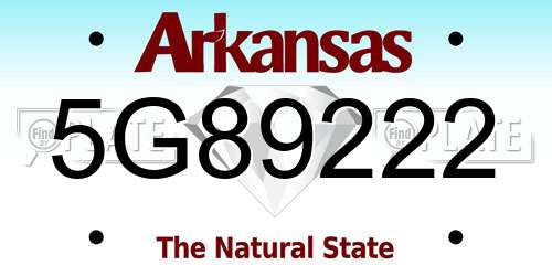 5G89222 Arkansas License Plate