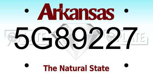 5G89227 Arkansas License Plate