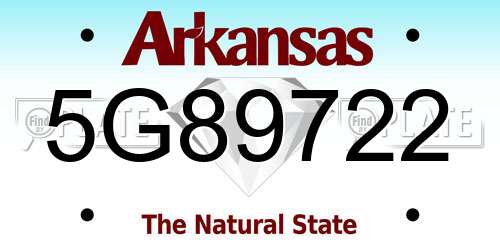 5G89722 Arkansas License Plate