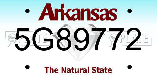 5G89772 Arkansas License Plate