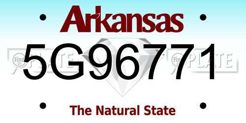 5G96771 Arkansas License Plate