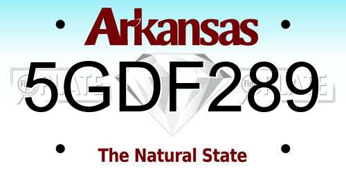 5GDF289 Arkansas License Plate