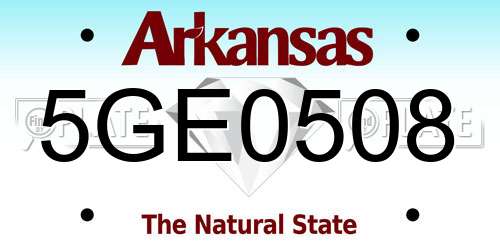 5GE0508 Arkansas License Plate