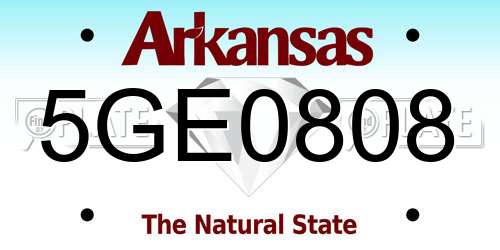 5GE0808 Arkansas License Plate