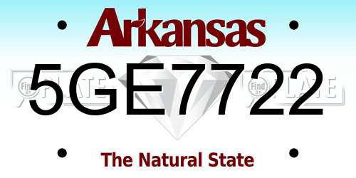 5GE7722 Arkansas License Plate