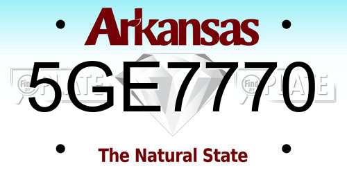 5GE7770 Arkansas License Plate