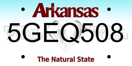 5GEQ508 Arkansas License Plate