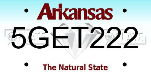 5GET222 Arkansas License Plate