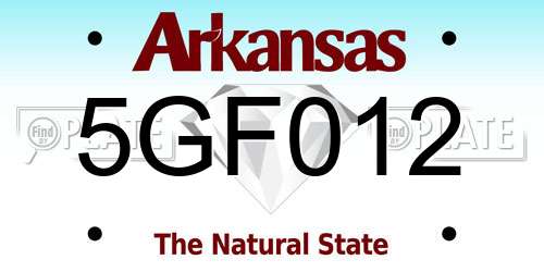 5GF012 Arkansas License Plate