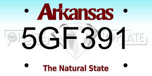 5GF391 Arkansas License Plate